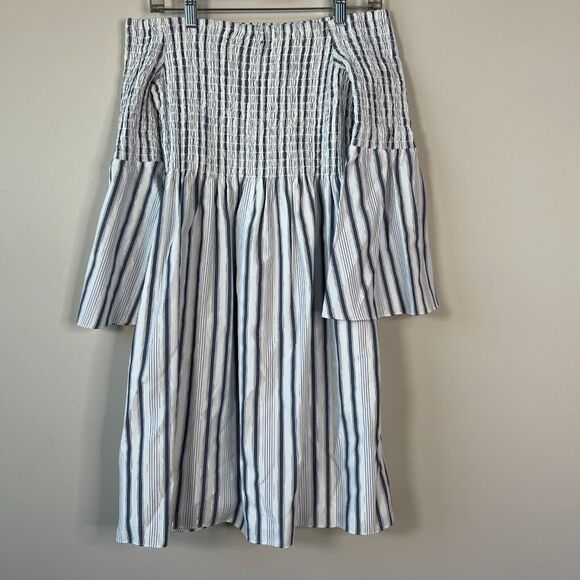 Sam Edelman Striped Off Y2K The Shoulder Bell Sleeve Dress Women's Size 4 - Picture 1 of 7